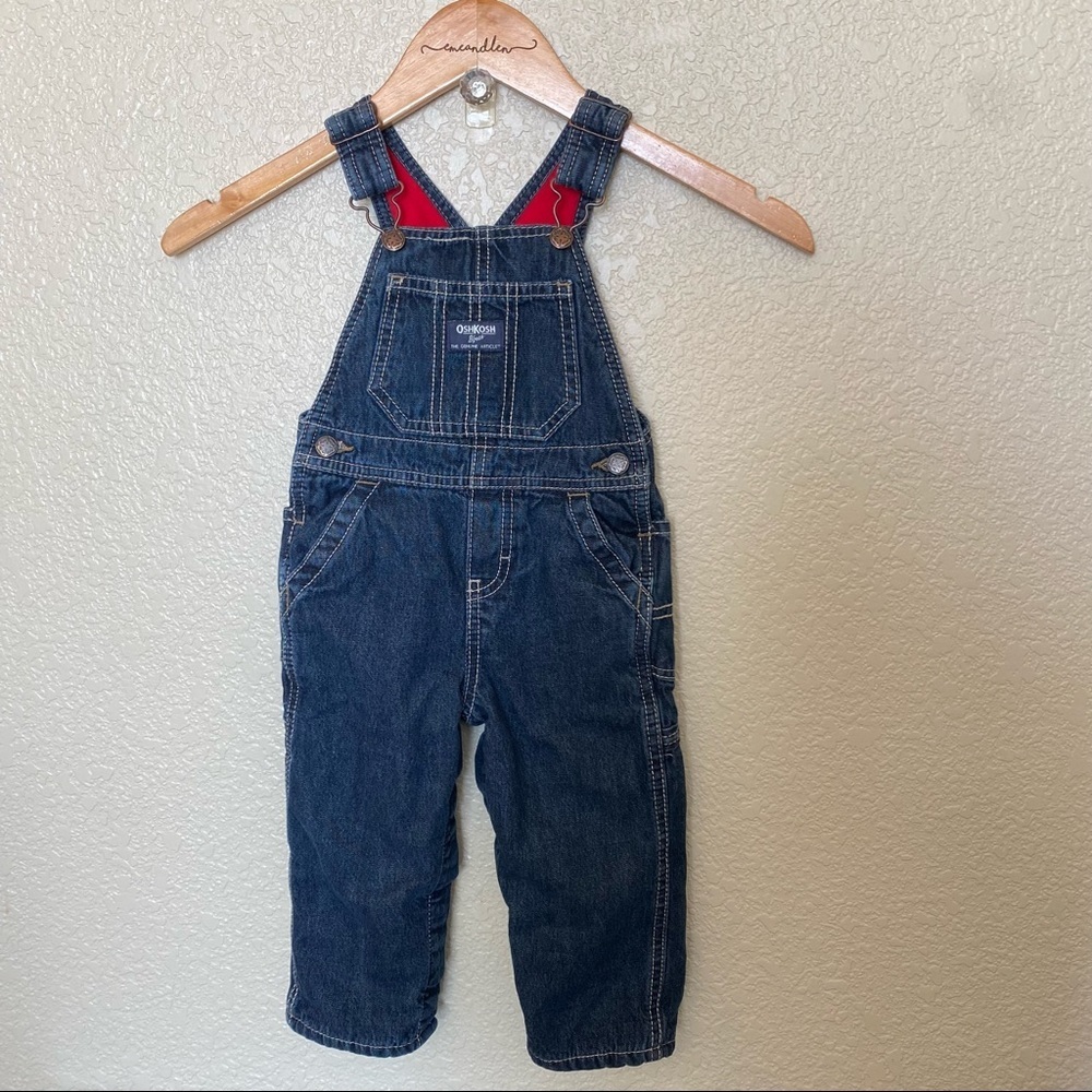Oshkosh‎ B’Gosh denim overalls flannel lined 18 months